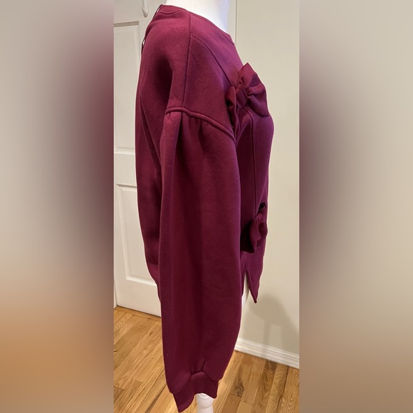 Zara Kids Maroon Bow Detail & Puff Arm Sleeve Sweater Size 13-14 NWT - Picture 3 of 9